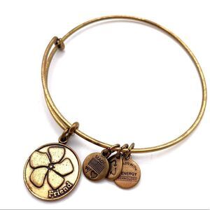 Alex and Ani Friend pansy Ralfaelian gold bangle bracelet